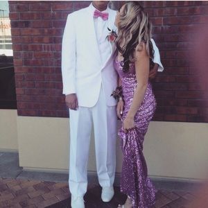 Pink sequin prom dress